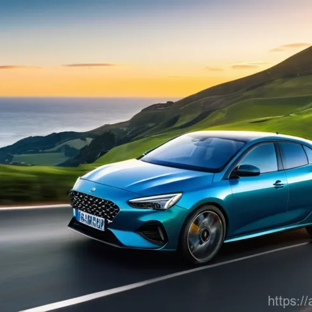 타타 알트로즈와 마루티 발레노 비교 - **Dynamic Driving Experience:** A generic, modern, sleek silver or dark blue hatchback car, with a s...