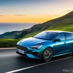 타타 알트로즈와 마루티 발레노 비교 - **Dynamic Driving Experience:** A generic, modern, sleek silver or dark blue hatchback car, with a s...