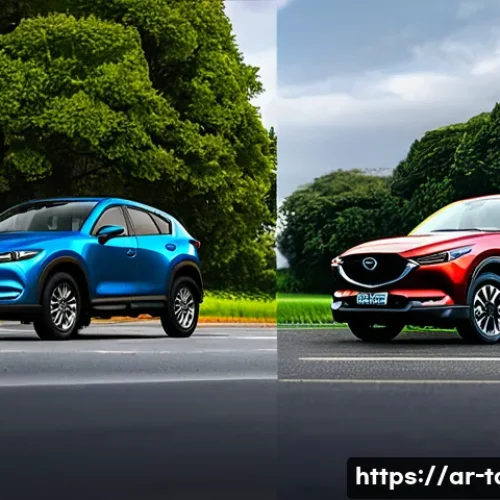 타타 하리아와 마쓰다 CX 5 비교 - Here are three image generation prompts in English, reflecting the comparison between the Mazda CX-5...