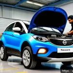 타타 넥슨 디젤의 유지보수 비용 - A detailed illustration of a Tata Nexon Diesel car undergoing routine maintenance at a professional ...
